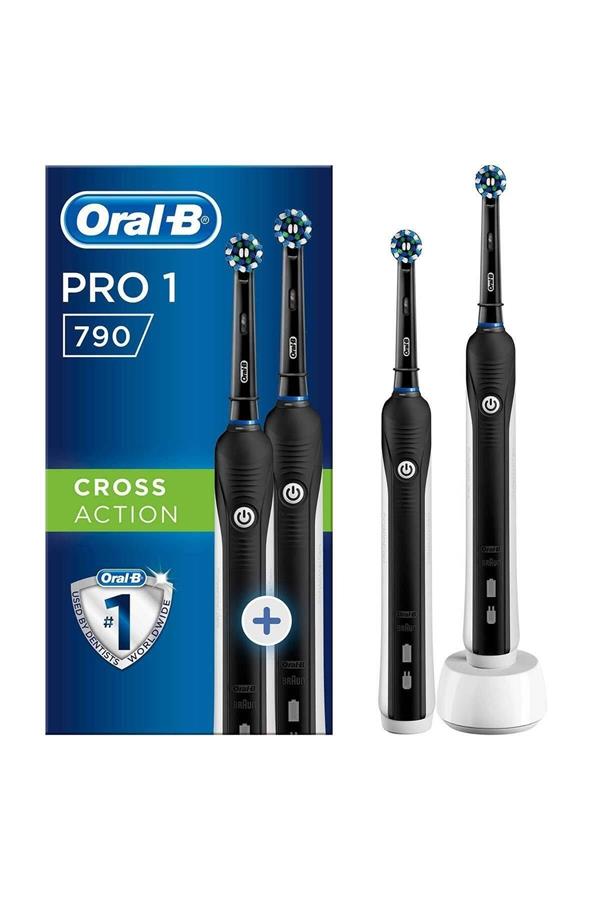 مسواک برقی قابل شارژ اورال-بی با ضمانت اصالت کالا، مدل   Pro 790 Rechargeable Toothbrush Black 2-Pack Value Pack