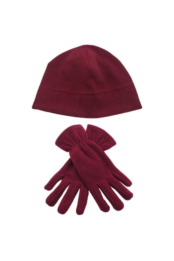 ست دستکش و کلاه زنانه زمستانی قرمز