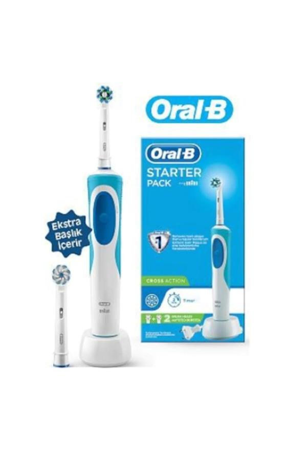 مسواک برقی قابل شارژ اورال-بی با ضمانت اصالت کالا، مدلStarter Pack Cross Action Electric Toothbrush with Replacement Head