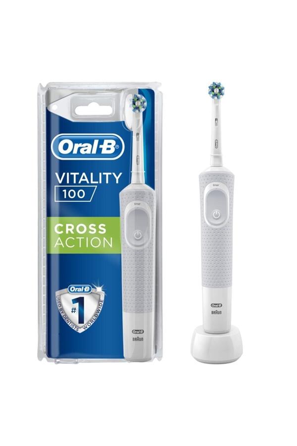 مسواک برقی قابل شارژ اورال-بی با ضمانت اصالت کالا، مدلVitality D100 Rechargeable Cross Action White Electric Toothbrush