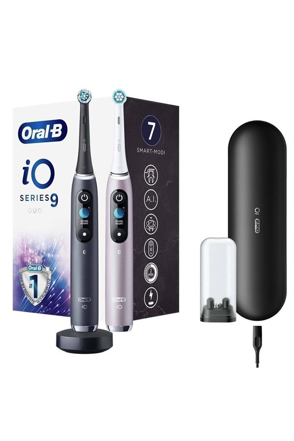 مسواک برقی قابل شارژ اورال-بی با ضمانت اصالت کالا، مدلio 9 - Black/pink 2-Piece Rechargeable Toothbrush Set