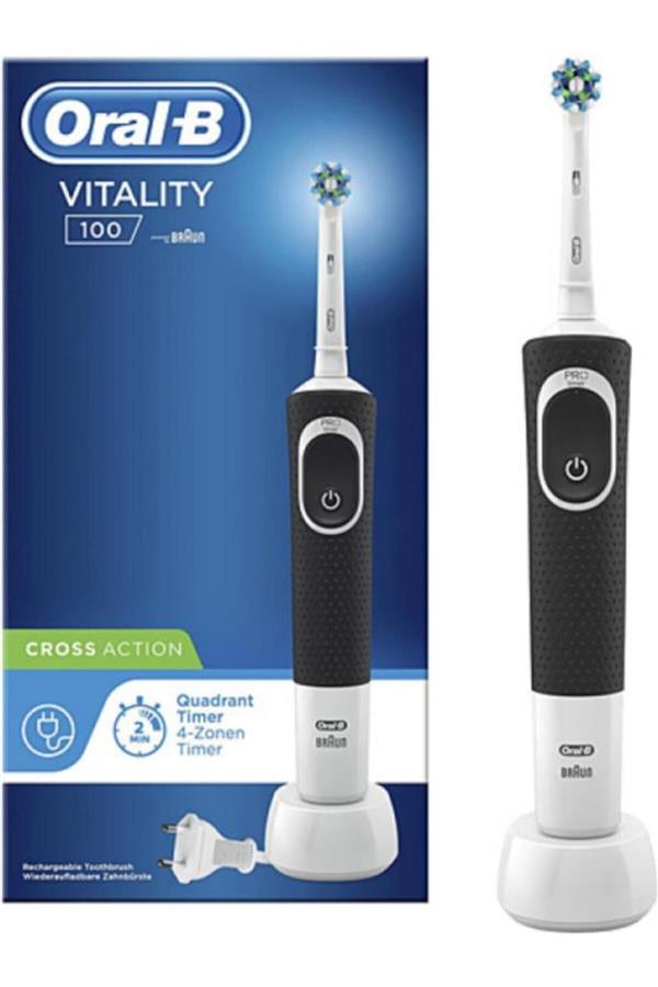 مسواک برقی قابل شارژ اورال-بی با ضمانت اصالت کالا، مدلOral B Rechargeable Vitality Cross Action Black D100 Electric Toothbrush Black