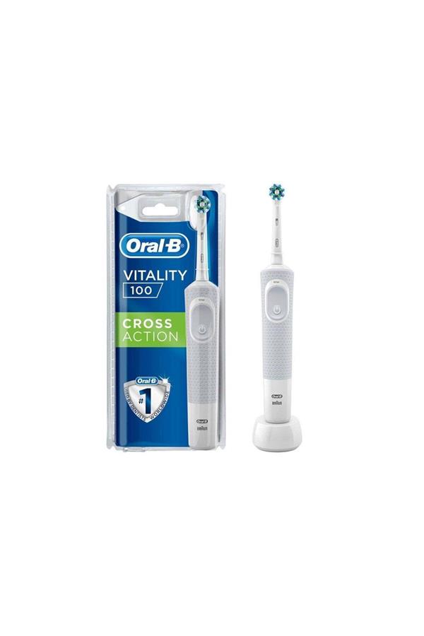 مسواک برقی قابل شارژ اورال-بی با ضمانت اصالت کالا، مدل  Vitality D100 Rechargeable Cross Action White Electric Toothbrush