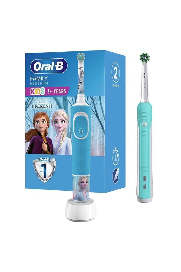 مسواک برقی قابل شارژ اورال-بی مخصوص کودکان با ضمانت اصالت کالا، مدلPro 500 Rechargeable Toothbrush + D100 Frozen Family Pack