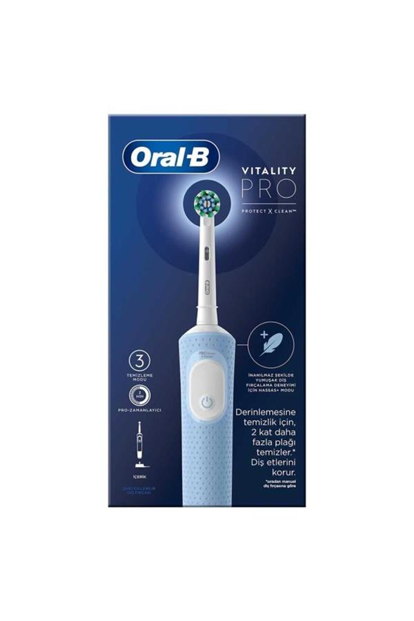 مسواک برقی قابل شارژ اورال-بی با ضمانت اصالت کالا، مدلVitality Pro Blue Protect X Clean Rechargeable Toothbrush