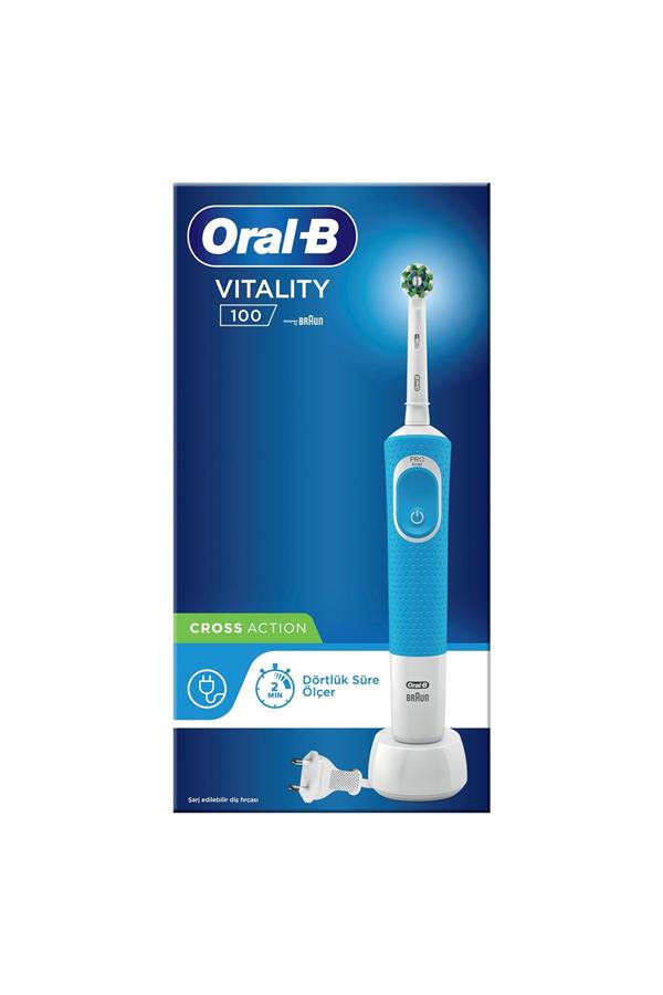 مسواک برقی قابل شارژ اورال-بی با ضمانت اصالت کالا، مدلD100 Vitality Cross Action Rechargeable Toothbrush - Blue