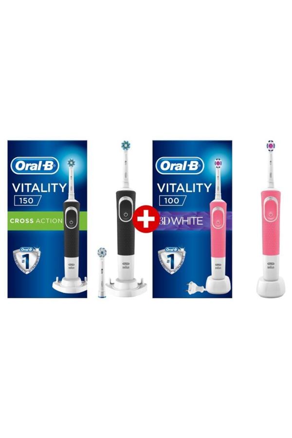 مسواک برقی قابل شارژ اورال-بی با ضمانت اصالت کالا، مدلD150 Cross Action+3d White Pink Rechargeable Toothbrush+1 Head