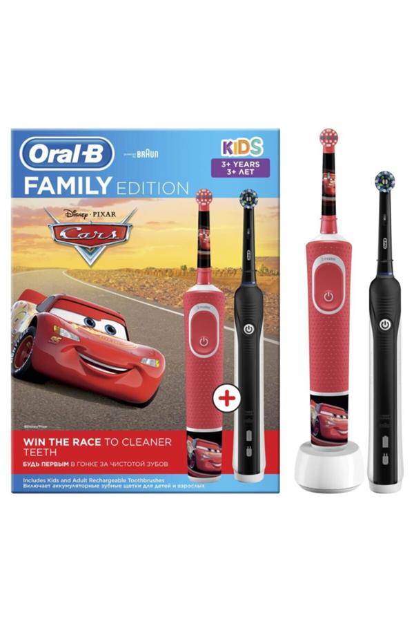 9871مسواک برقی قابل شارژ اورال بی/ Rechargeable Toothbrush Family Pack D700 Black + D100 (Cars)