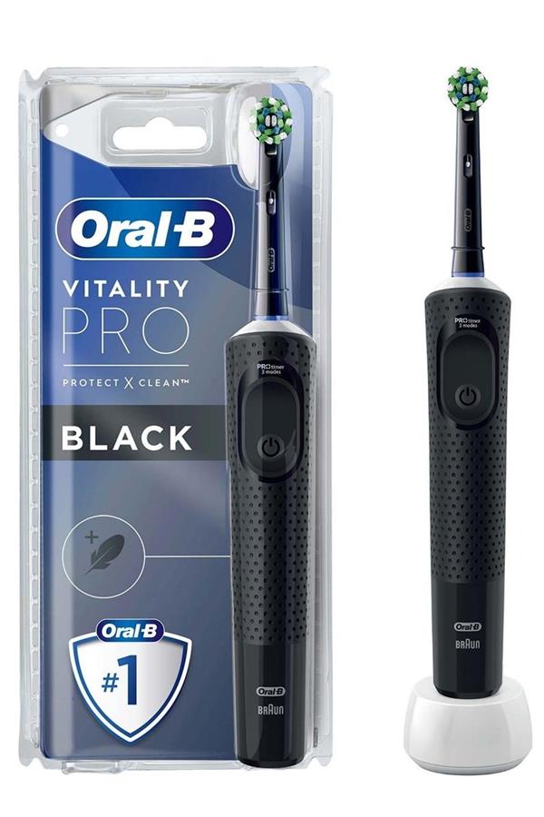 9876مسواک برقی قابل شارژ اورال بی/ Rechargeable/Electric Toothbrush Vitality Pro Black Protection and Cleaning