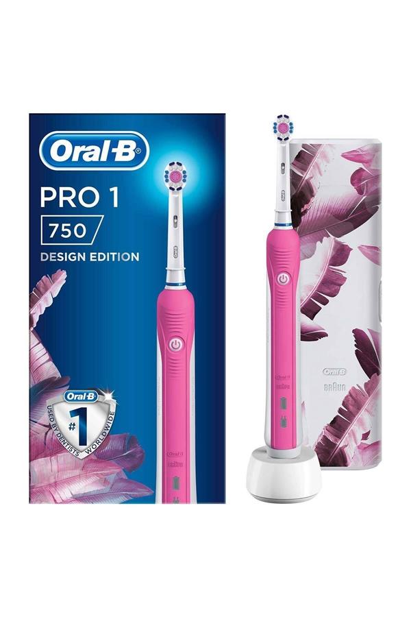 9893مسواک برقی قابل شارژ اورال بی/ Pro 750 Rechargeable Toothbrush Pink Special Series + Travel Case