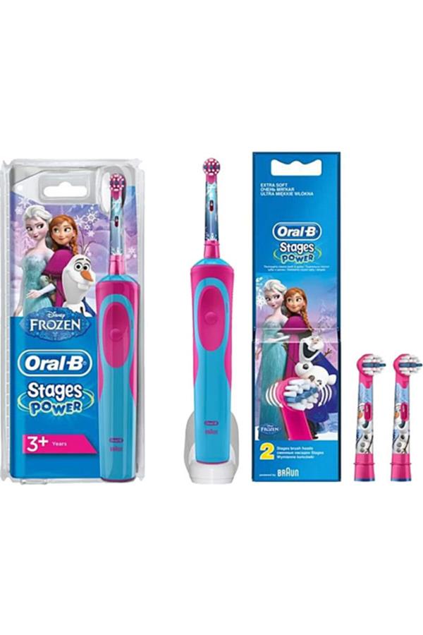 9894مسواک برقی قابل شارژ اورال بی/ Stages Power Frozen + Frozen 2-pack Rechargeable Children's Toothbrush with Replacement Heads