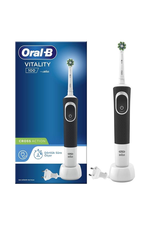 مسواک برقی قابل شارژ اورال-بی با ضمانت اصالت کالا، مدلD100 Vitality Cross Action Rechargeable Toothbrush - Black