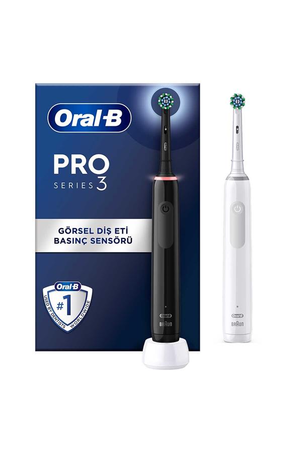 9903مسواک برقی قابل شارژ اورال بی/ Pro 3 - 3900 - Black and White 2-Piece Rechargeable Toothbrush Set
