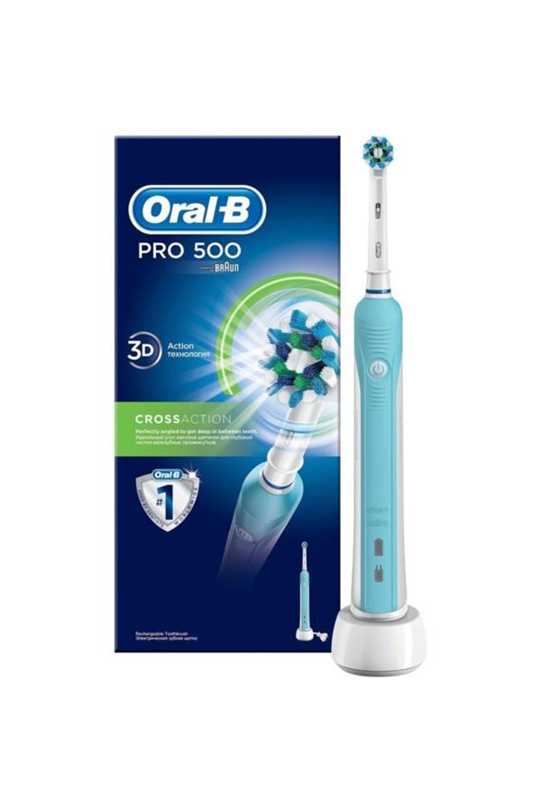 9904مسواک برقی قابل شارژ اورال بی/ Oral B Pro 500 Rechargeable Electric Toothbrush Cross Action